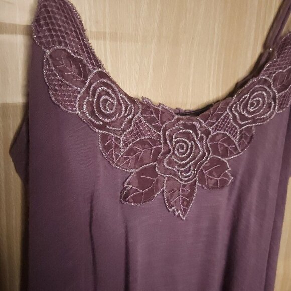 Eyeshadow Womens Purple Boho Flowy Embellished Tank Top Medium - Picture 3 of 7